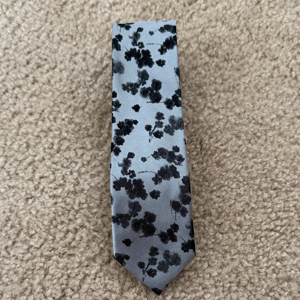 Calvin Klein Black and Gray Floral Tie